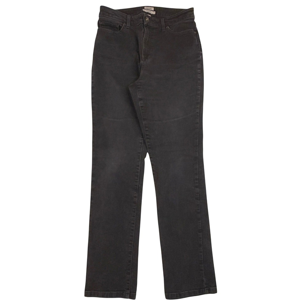 LL Bean Classic Fit Straight Leg Jeans Womens 10 M/T Faded Black Stretch 284078